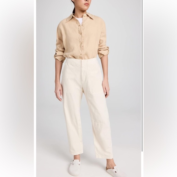 NWOT Rag & Bone Women's Leyton Workwear Barrel Pants color cream tan size 4 - Picture 1 of 9